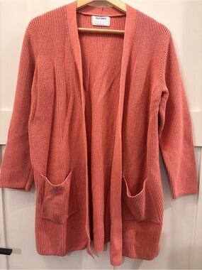 Old Navy Coral-Orange Open Cardigan with Front Pockets